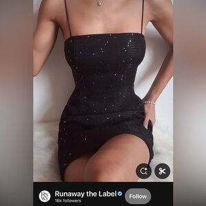 Runaway black mini spaghetti strap dress. Size 8.